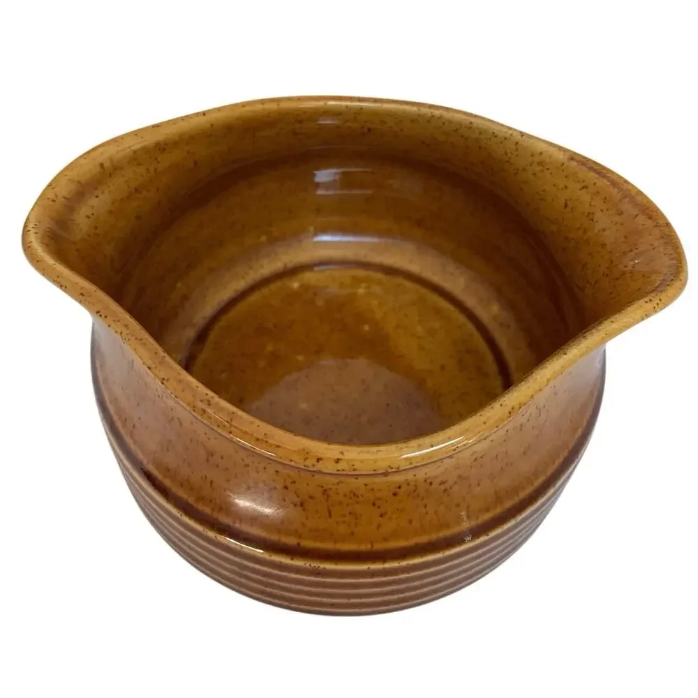 Vintage Sierra  Stoneware Gravy Boat Harvest Gold Ribbed Double Spout Sheffield